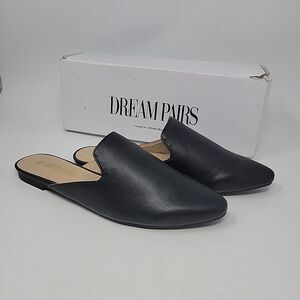Women's Flat Mules Pointed-Toe Backless  Casual Shoes - Black - Size 7.5